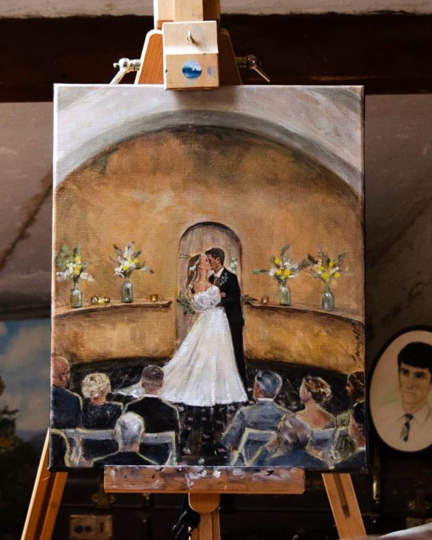 Live wedding painting, schilderij op ezel tijdens de ceremonie